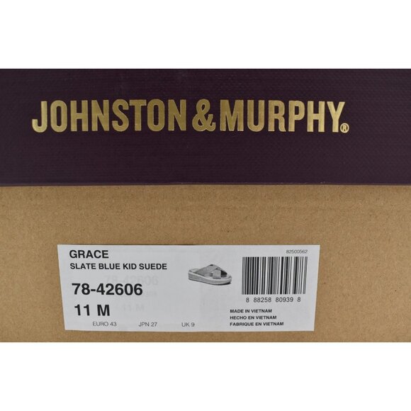 Johnston & Murphy Womens Size 11 Grace Cross Band Slate Blue Suede Slide Sandals - Picture 14 of 14